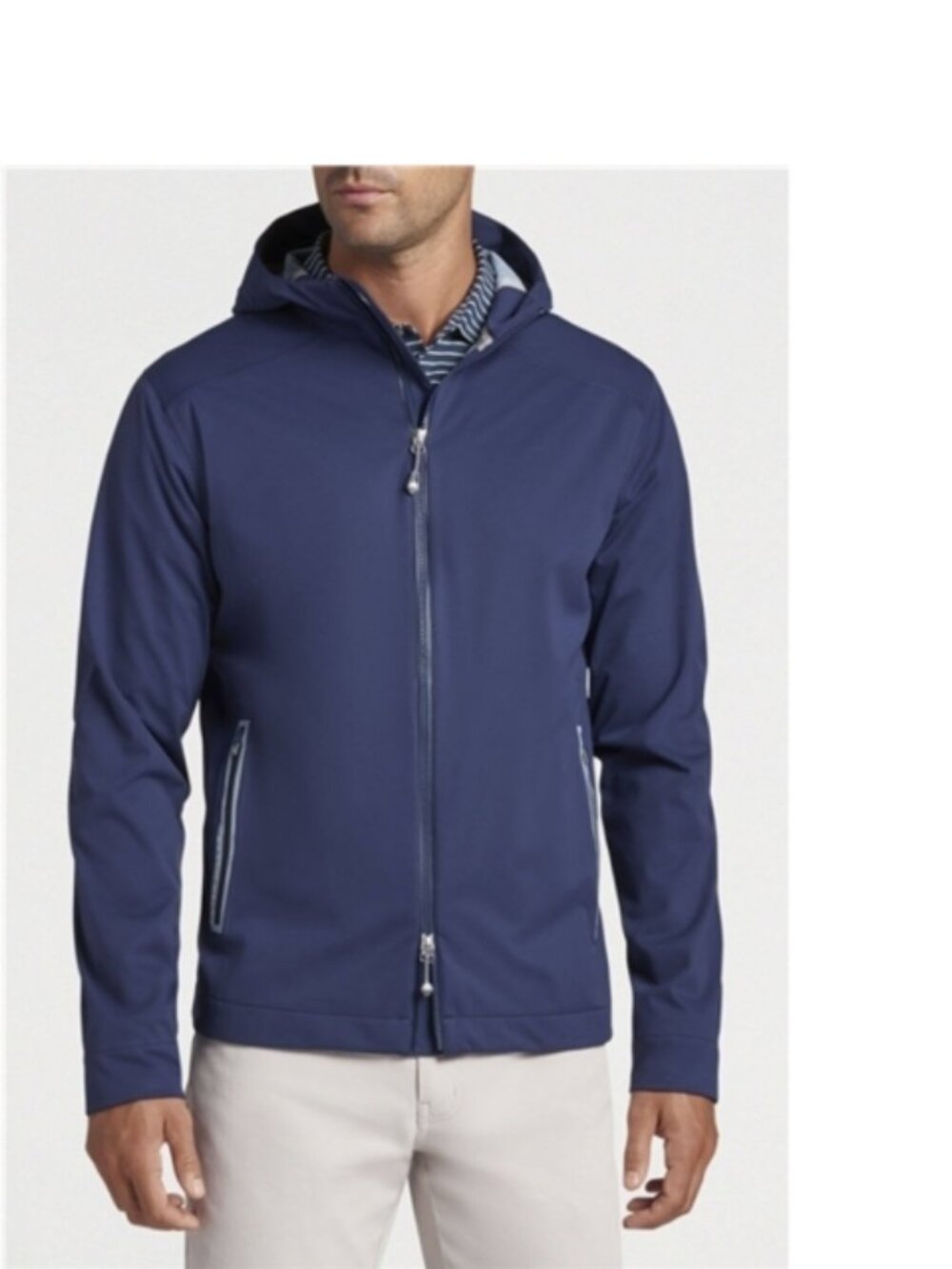 Peter Millar Hyperlight 3L Link Hoodie Waterproof Full Zip Jacket XL, Navy Blue